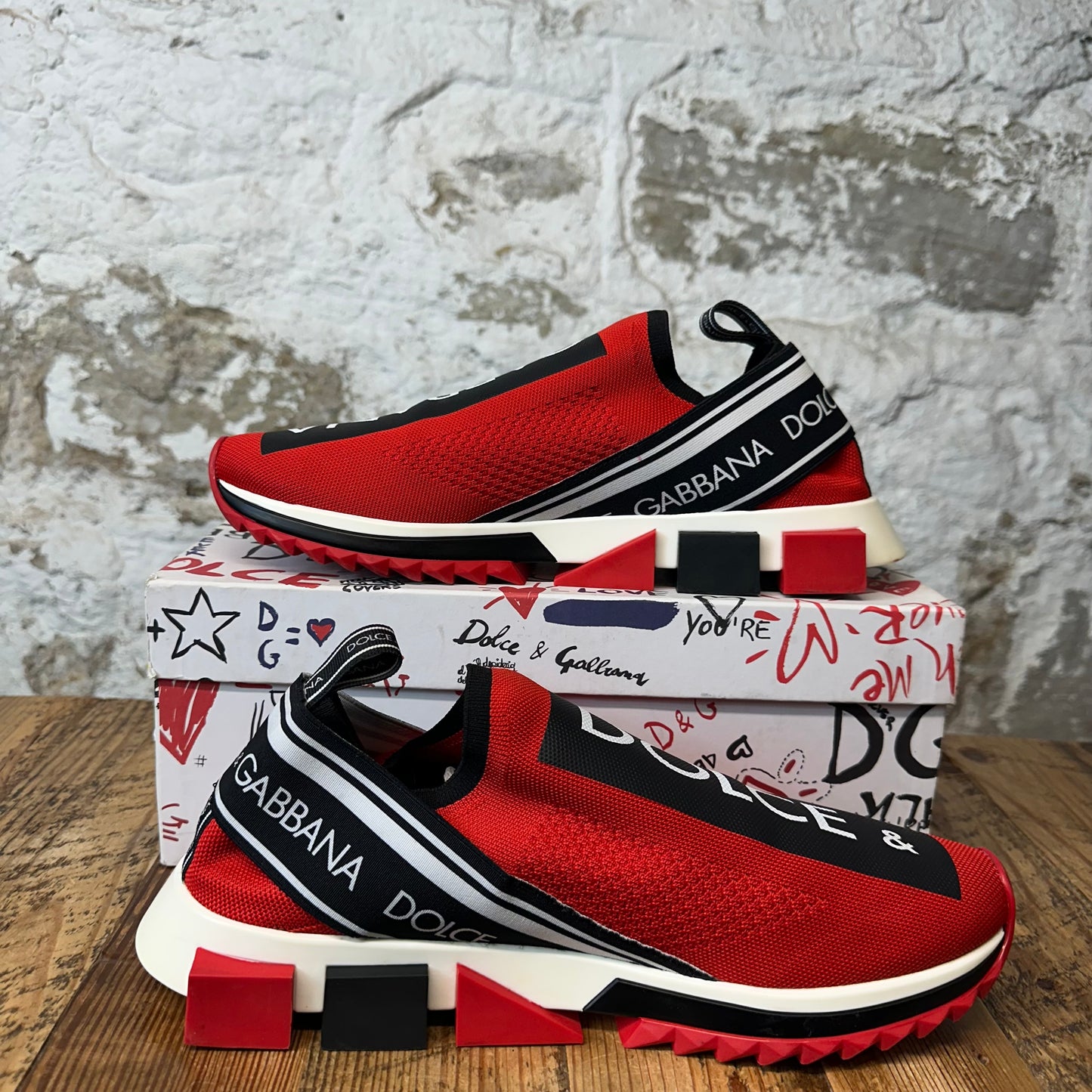 Dolce Gabbana Black White Red Sorrento Sneaker Sz 12 (45)