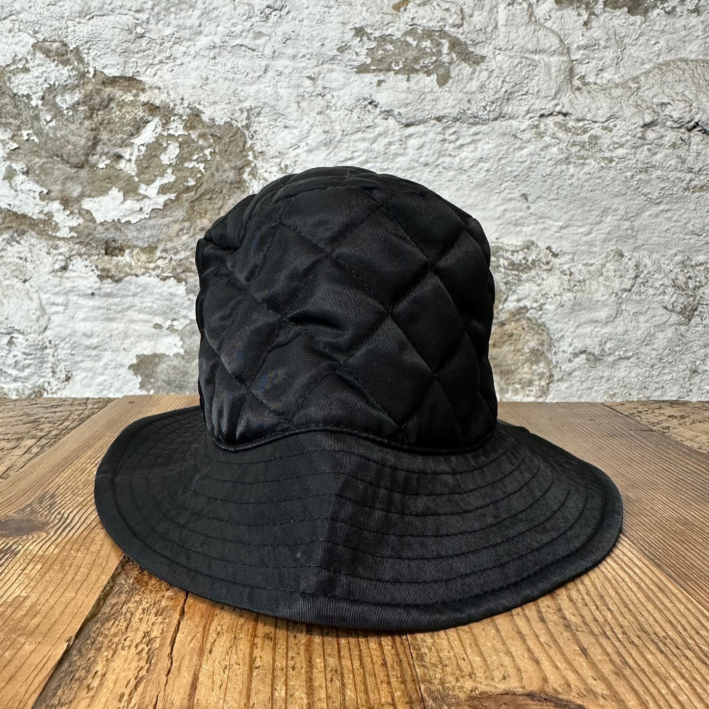 Celine Quilted Bucket Hat Black Sz L