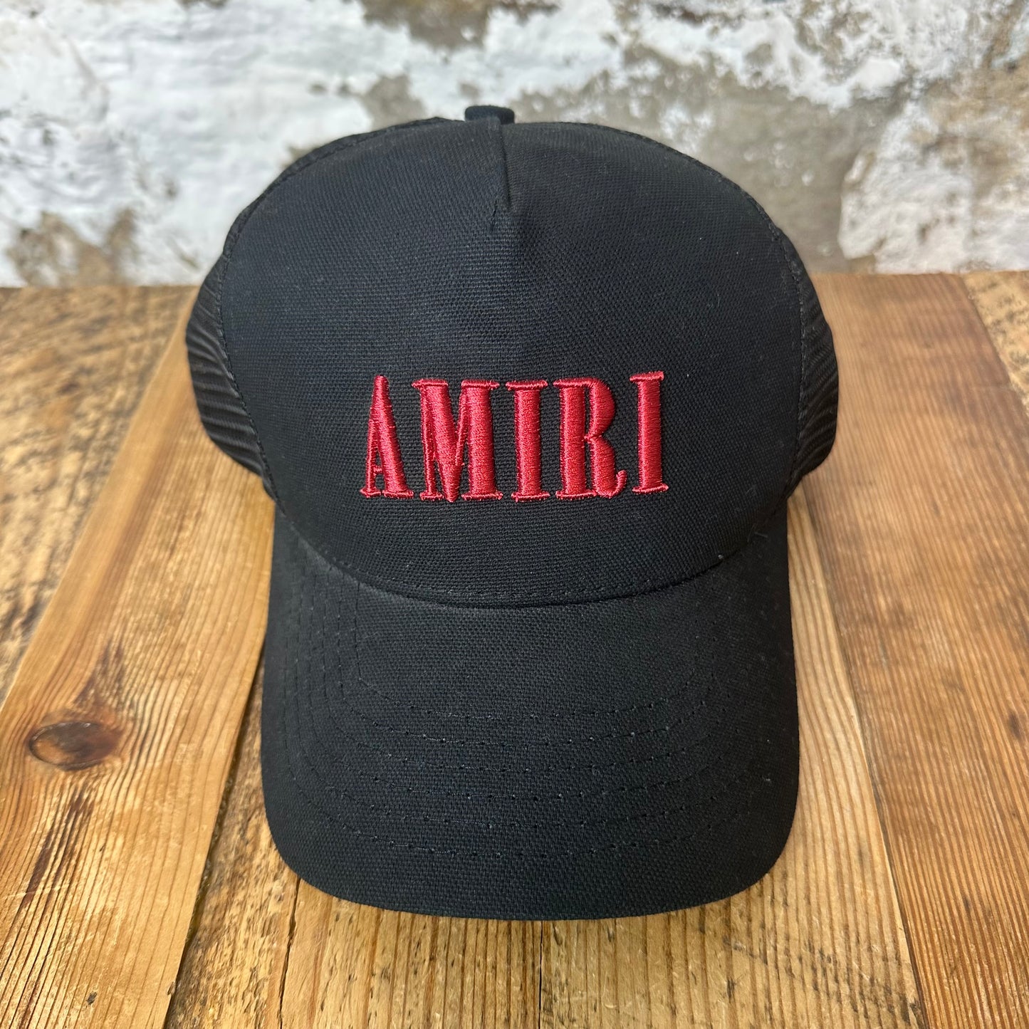 Amiri Red Spell Black Trucker Hat