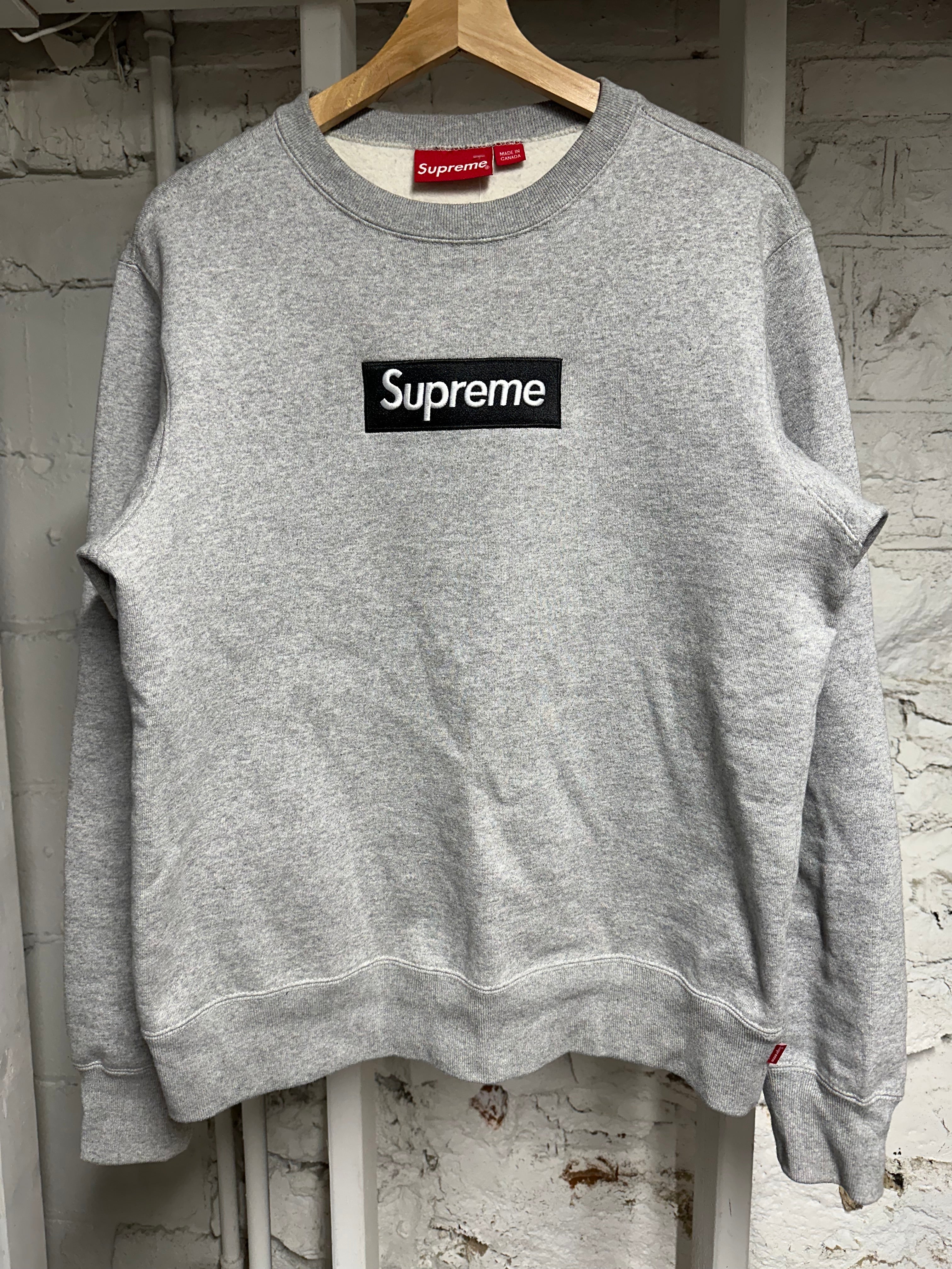 Supreme Heather Grey Box Logo Crewneck Sz S