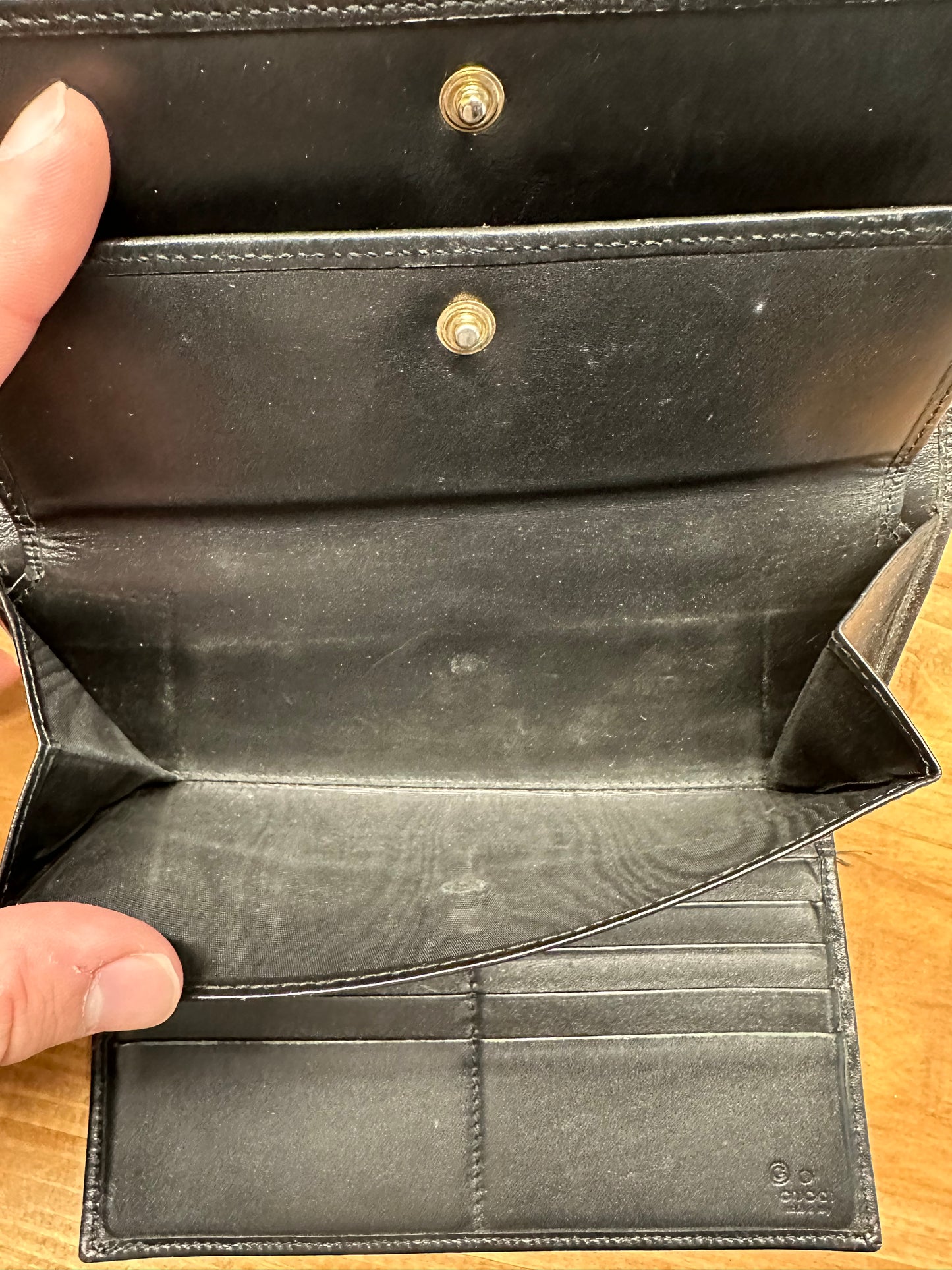 Gucci Black Canvas Monogram Long Wallet