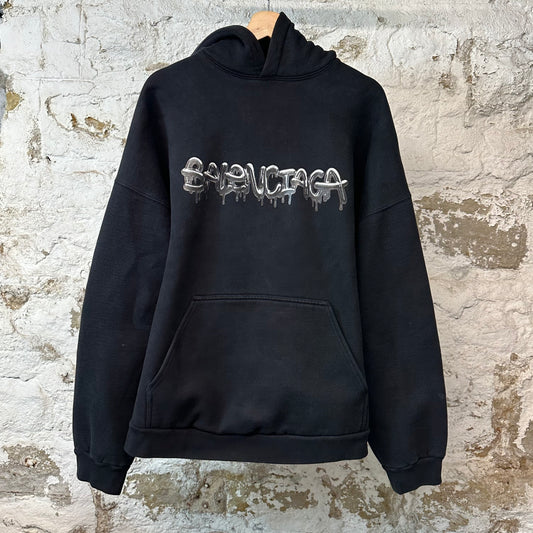 Balenciaga Slime Logo Hoodie Black Sz L (3)