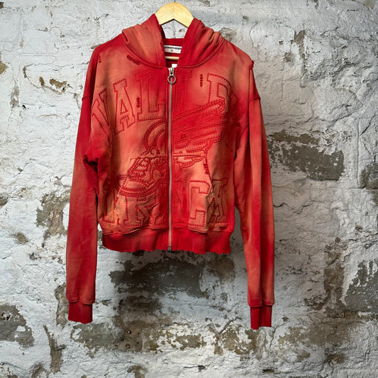 Vale Track Garden Zip Up Hoodie Red Sz S