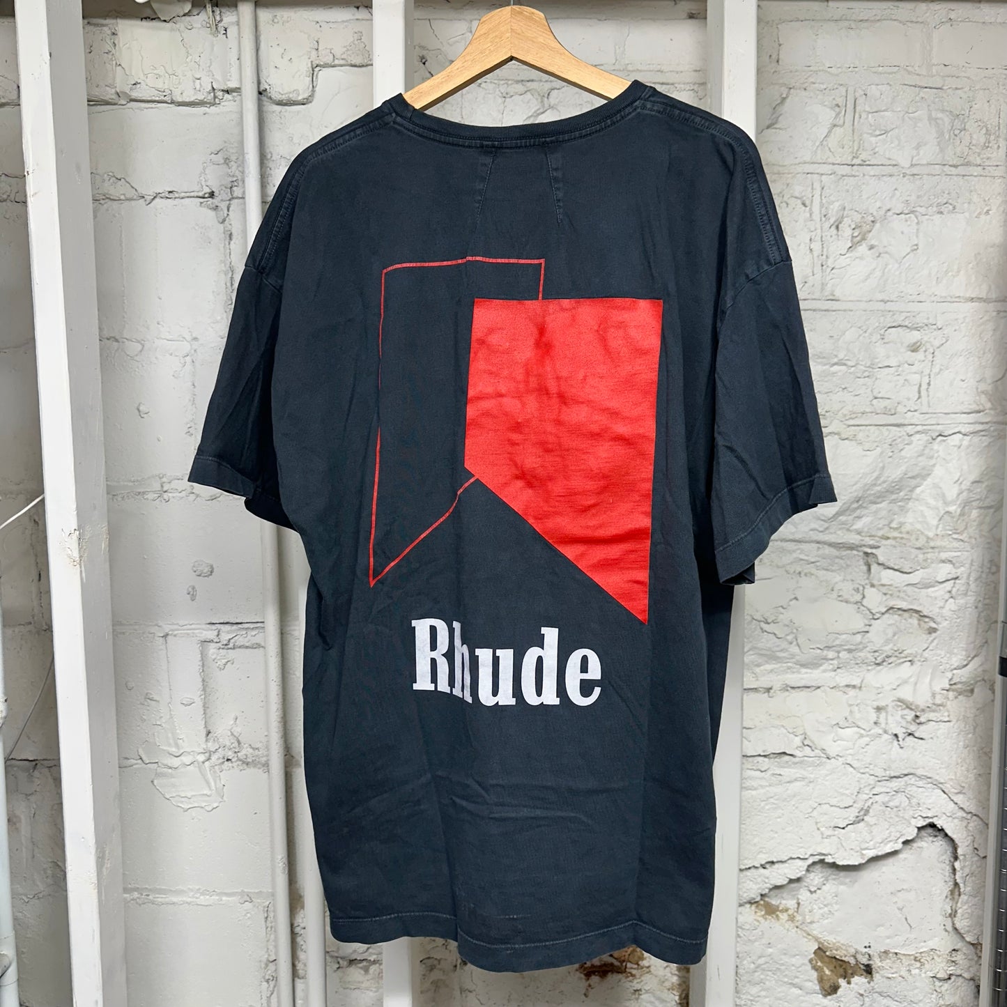 Rhude Geometric Black Red T-Shirt Sz XL