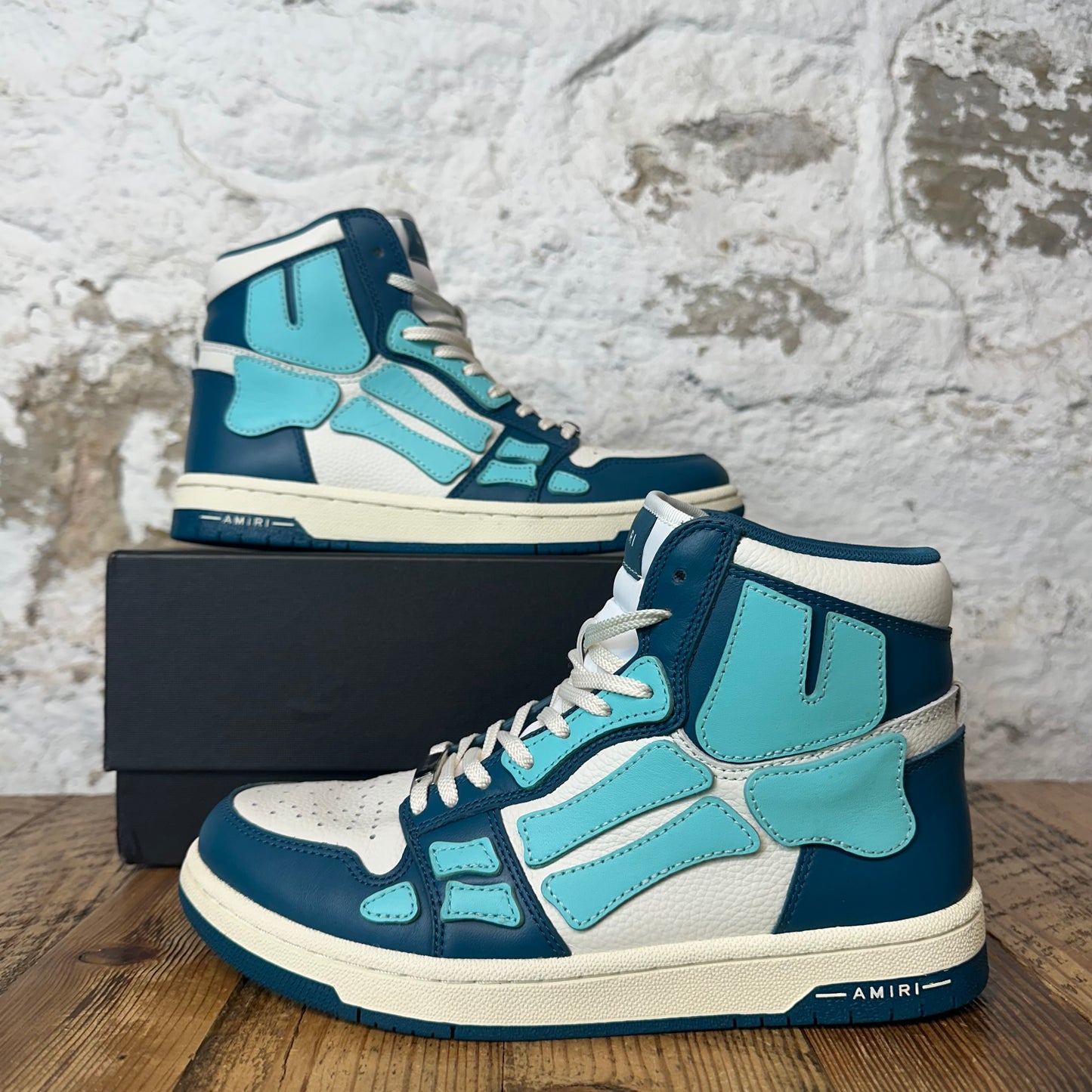Amiri High Teal Blue Skeleton Blue White Sneaker Sz 6 (38)