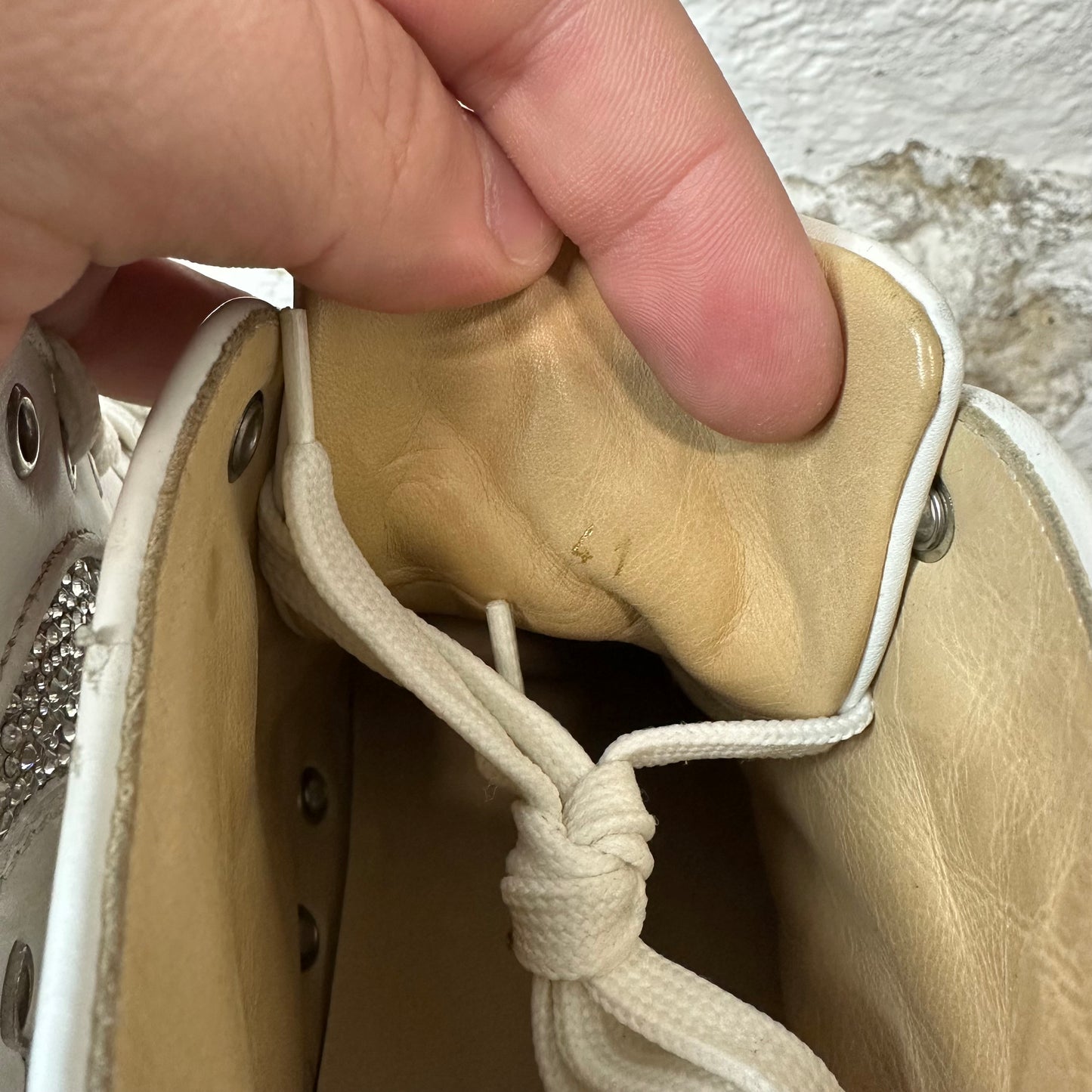 Christian Louboutin White Sparkle High Sneaker Sz 8 (41) No Box