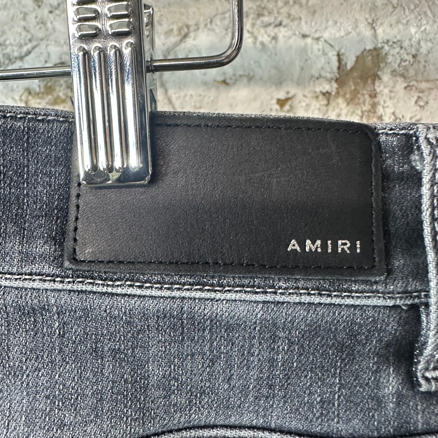 Amiri MX1 Black Paisley Thrasher Grey Denim Jeans Sz 34