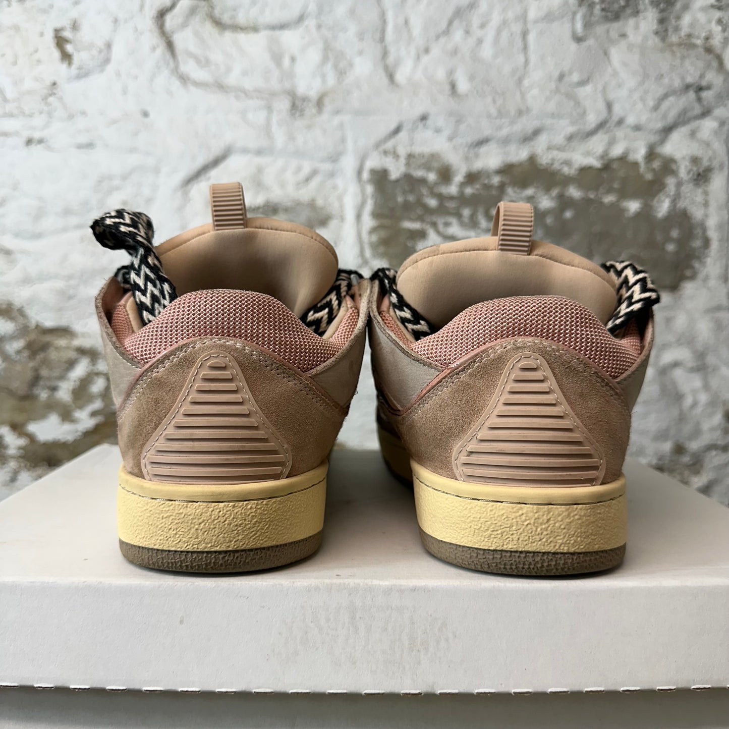 Lanvin Curb Black White Lace Pink Sneaker Sz 6.5 (39)