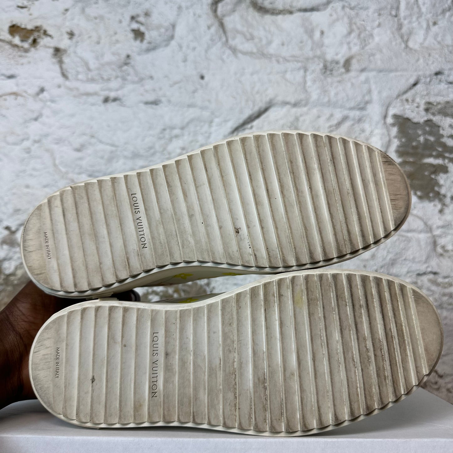 Louis Vuitton Pink Yellow Monongram Time Out White Sneaker Sz 6 (38)