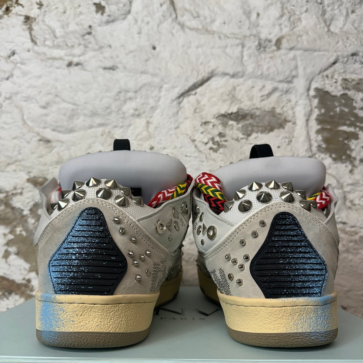 Lanvin Curb Grafitti Studded Grey Sneaker
