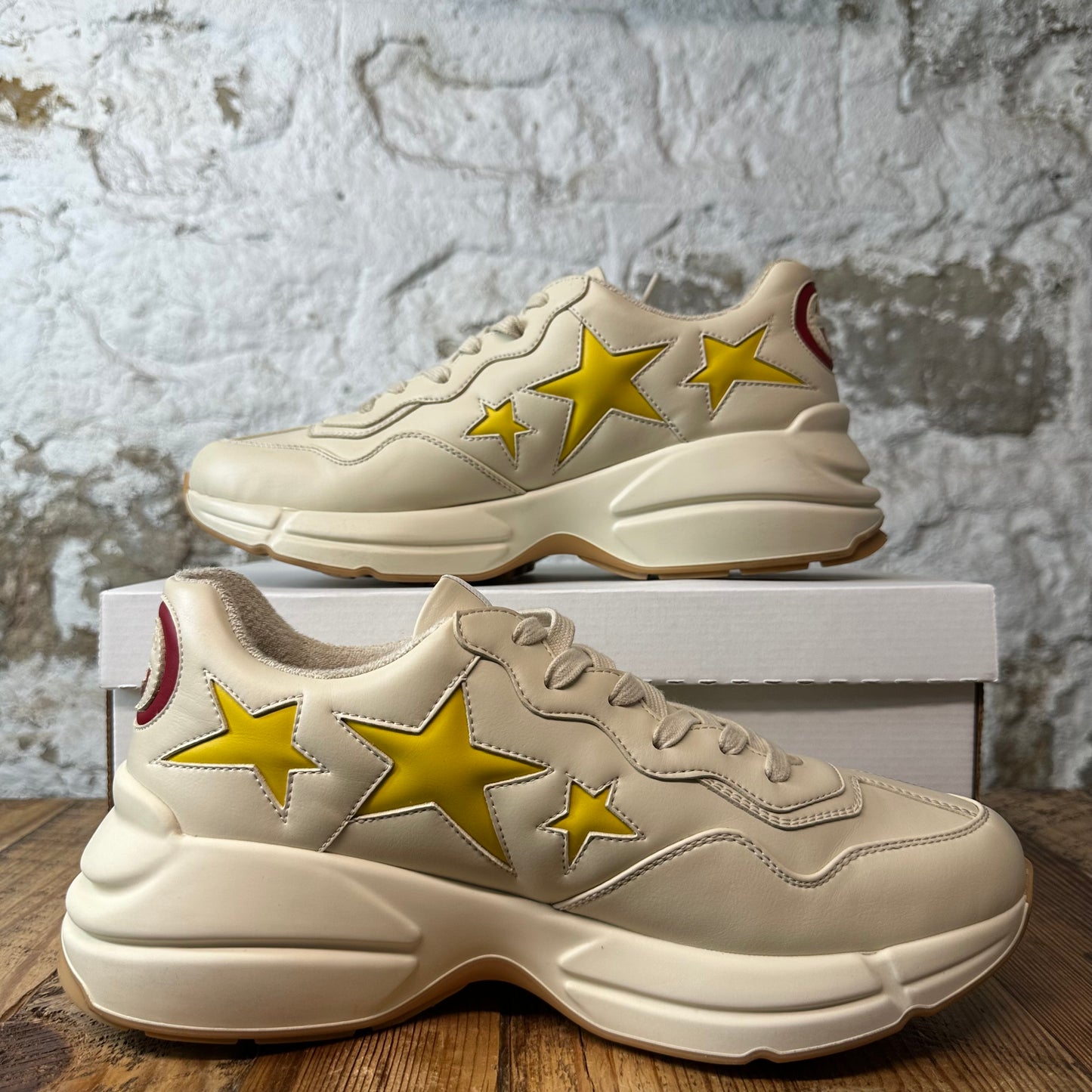 Gucci Rhyton Yellow Star Cream Sneaker Sz 9.5
