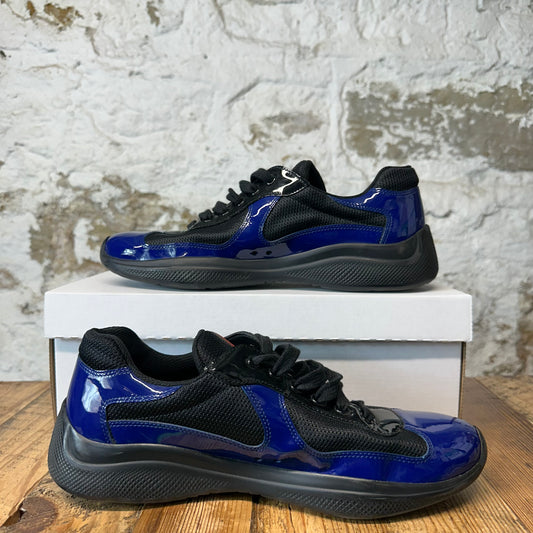 Prada Americas Cup Royal Patent Black Sneaker Sz 9.5