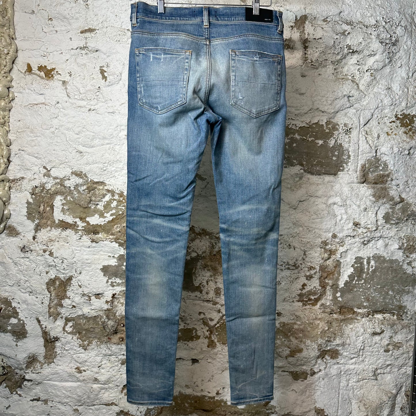 Amiri MX1 Brown Suede Blue Denim Jeans Sz 32