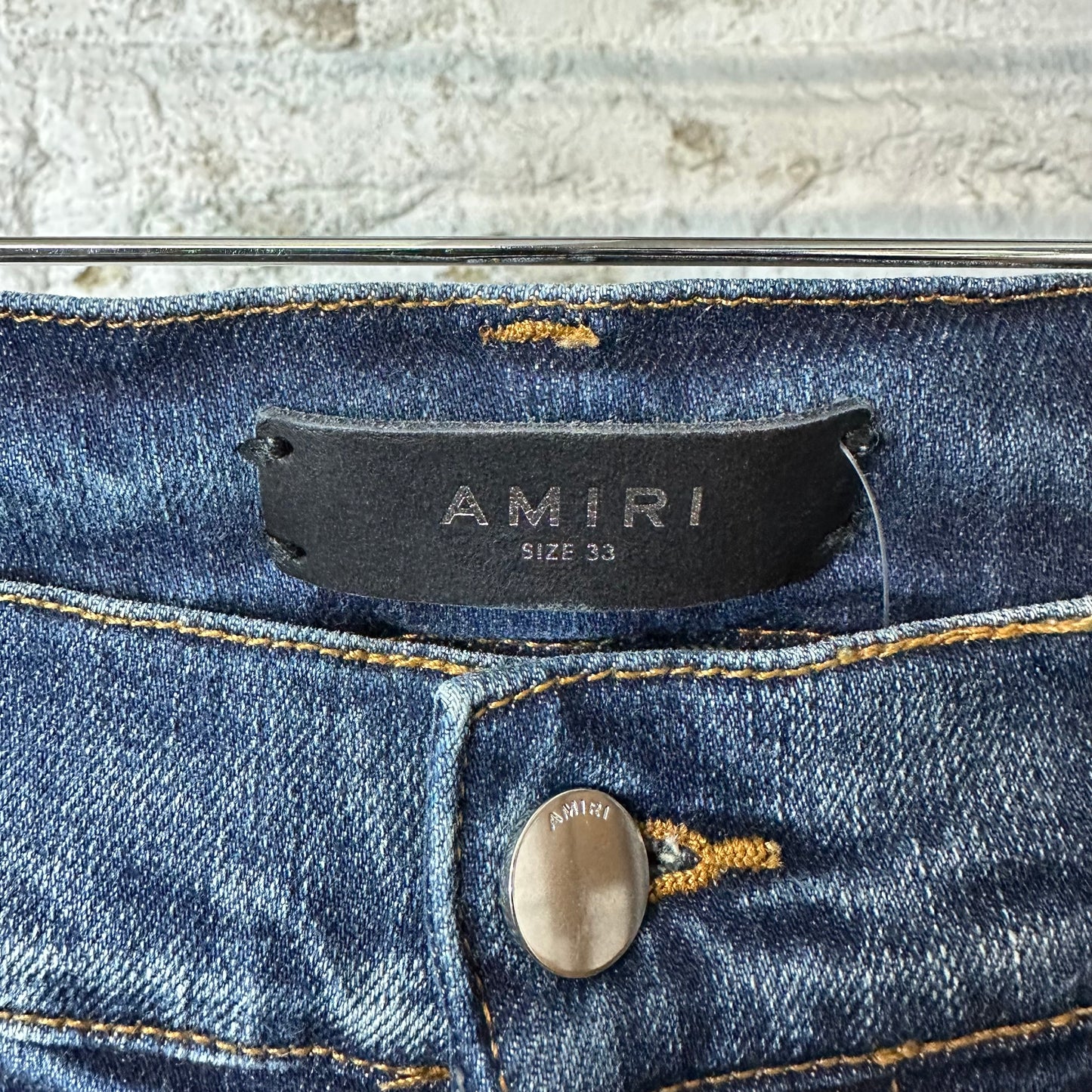 Amiri MX1 Blue Plaid Flannel Thrasher Dark Blue Denim Jeans Sz 33
