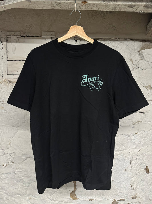 Amiri Bowling Logo Black T-Shirt Sz S