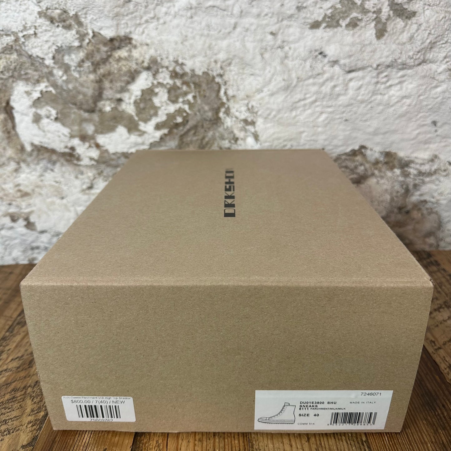 Rick Owens Parchment Milk High Top Sneaker