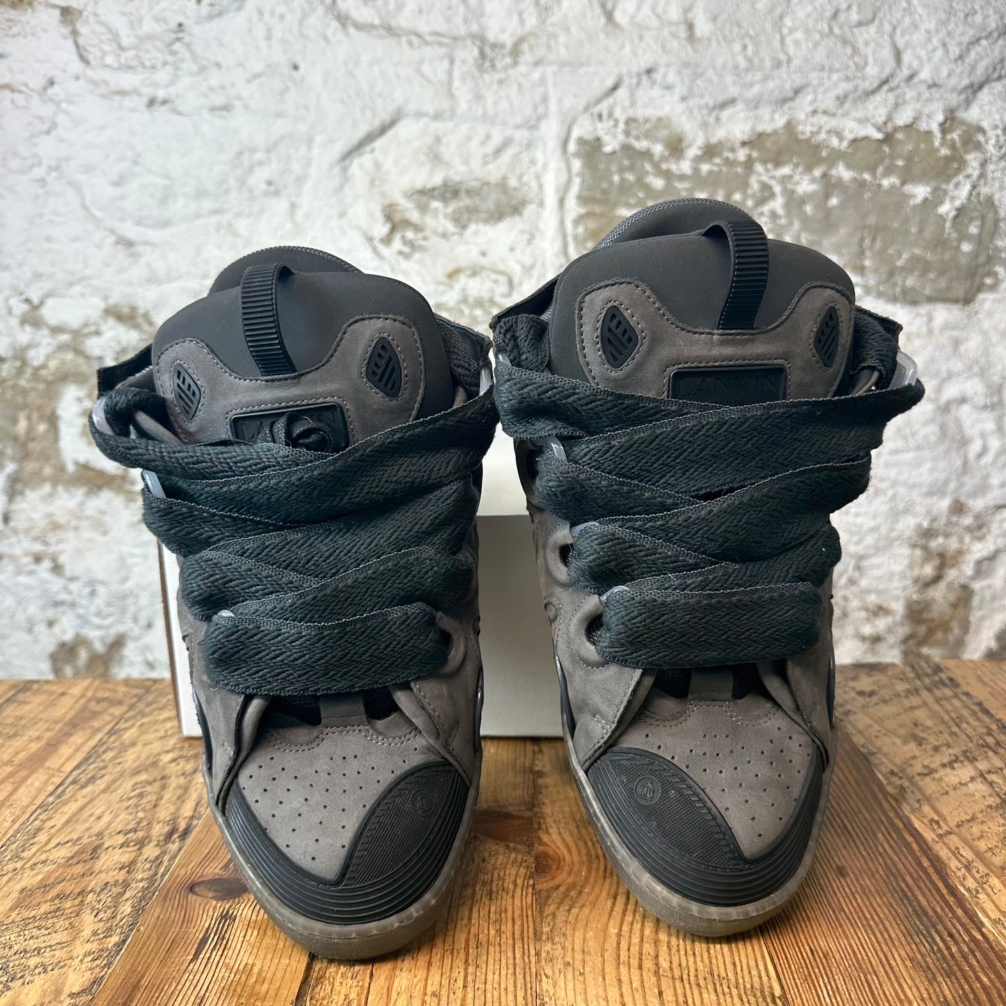 Lanvin Curb Black Lace Grey Sneaker Sz 13 (46)