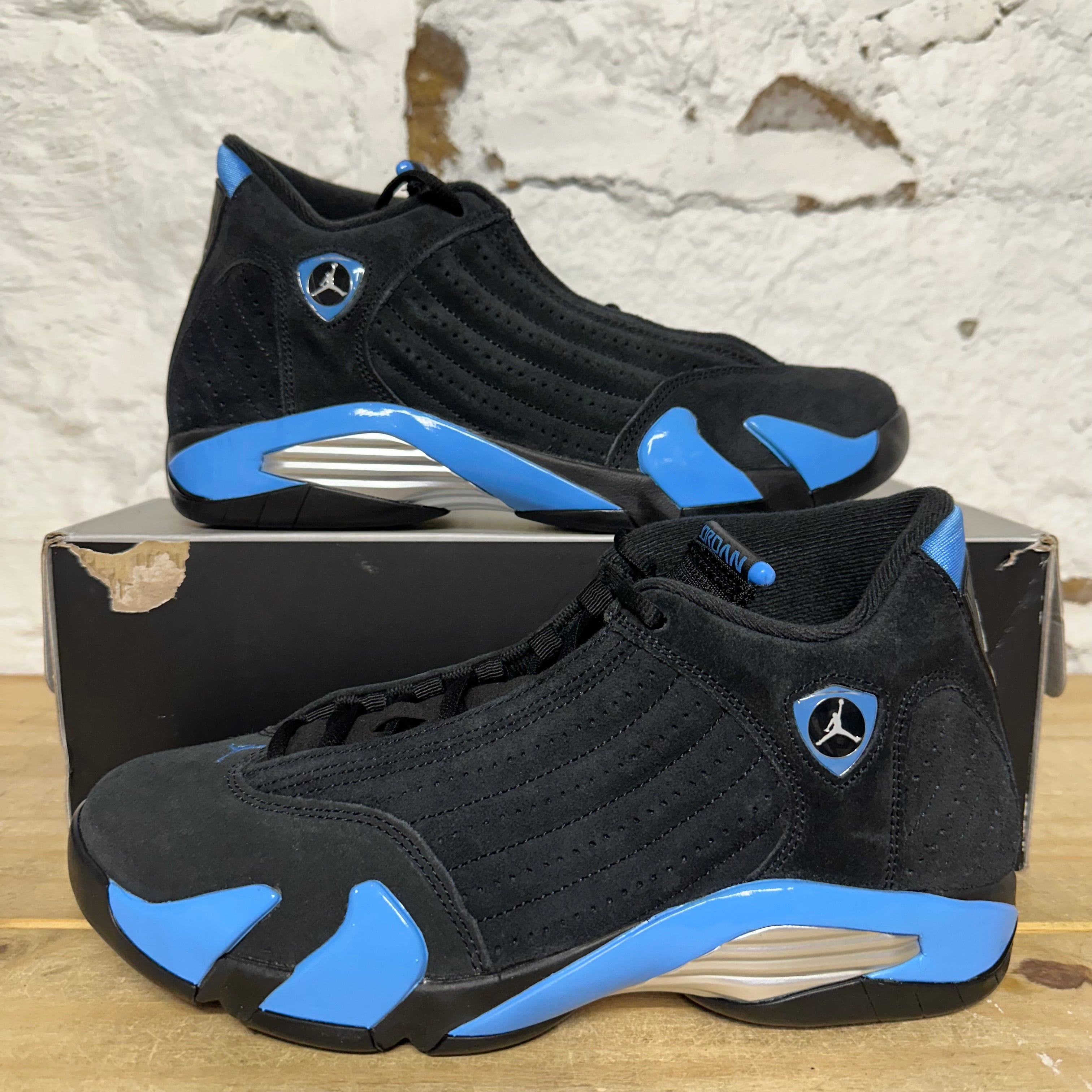 Air Jordan 14 Black Univeristy Blue Sz 10