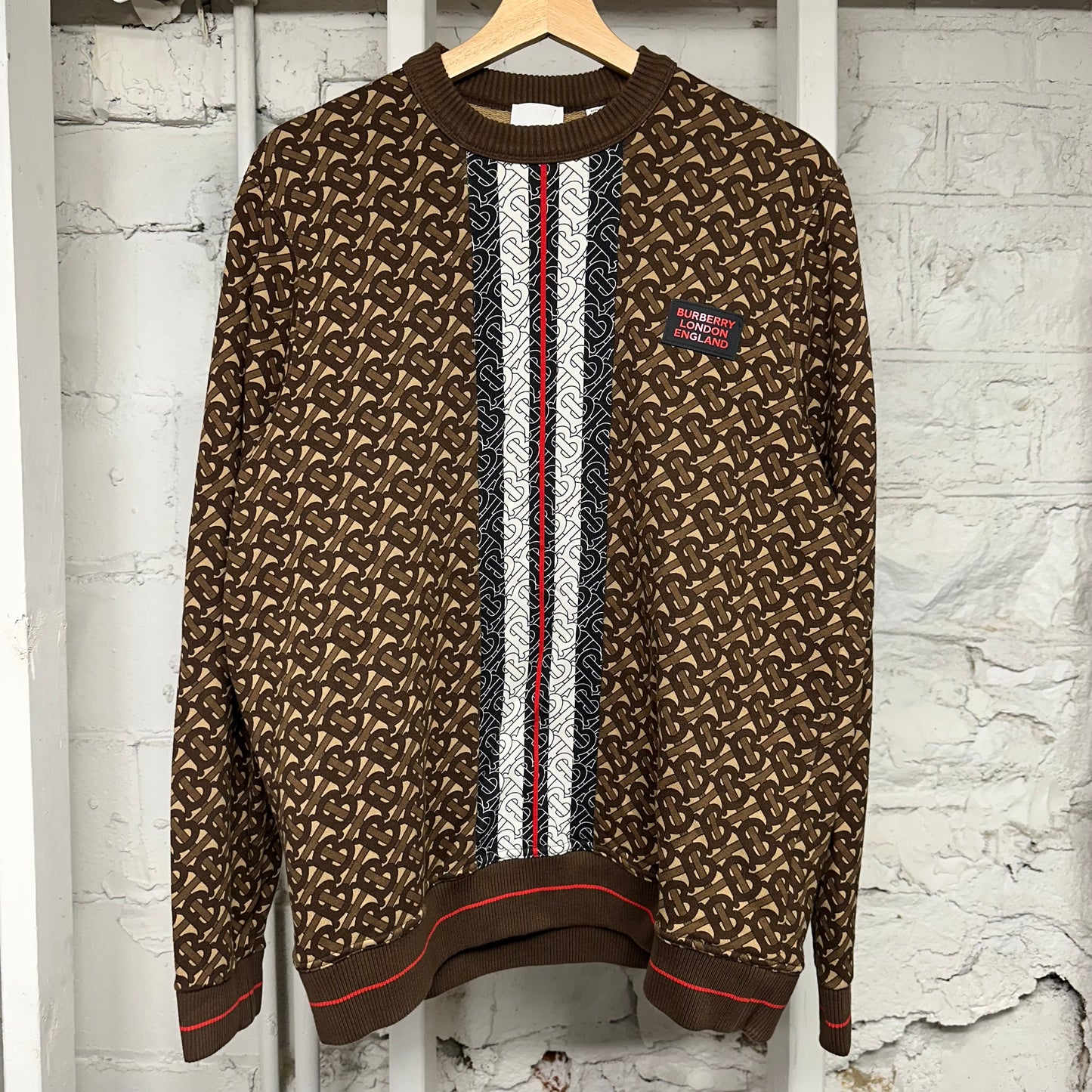 Burberry Monogram Stripe Crewneck Sz M
