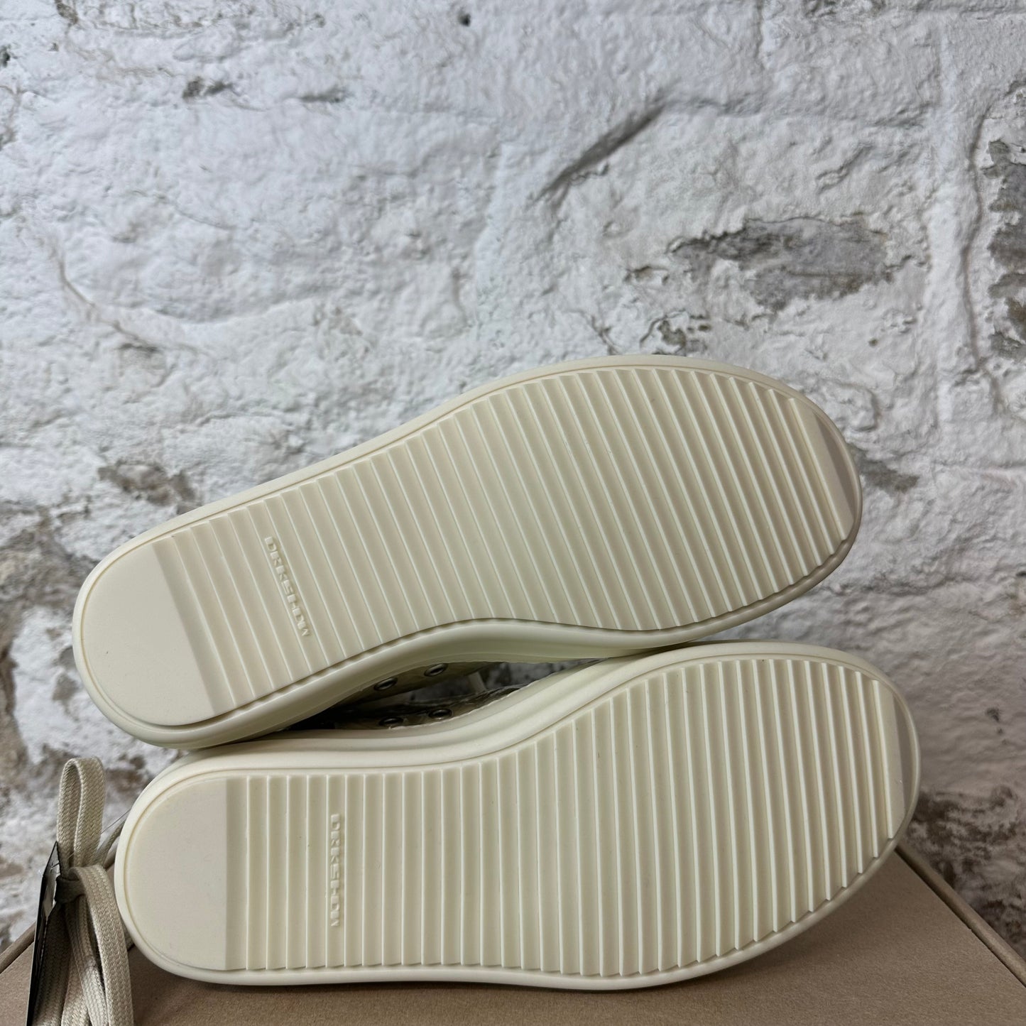 Rick Owens Parchment Milk High Top Sneaker