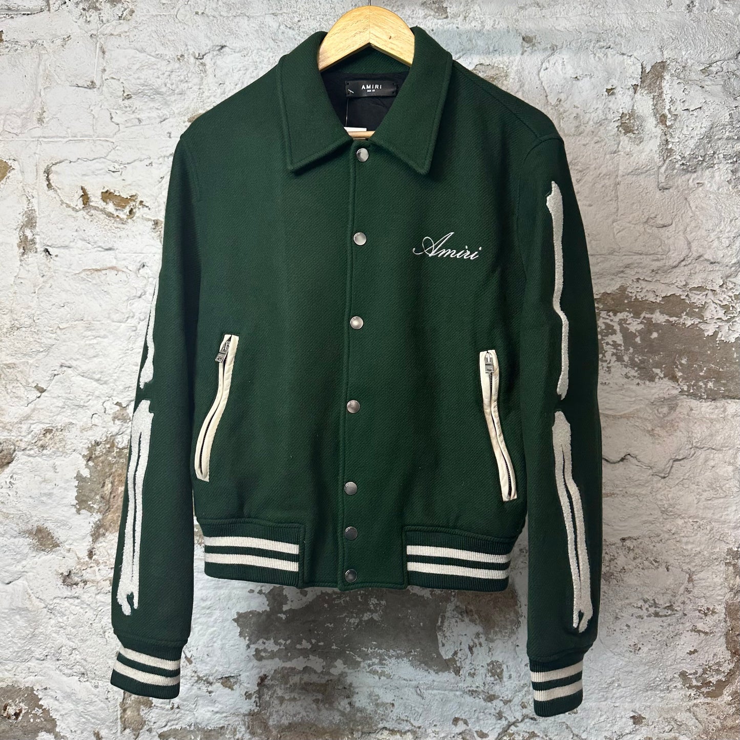 Amiri White Bone Green Varsity Jacket Sz L (52)