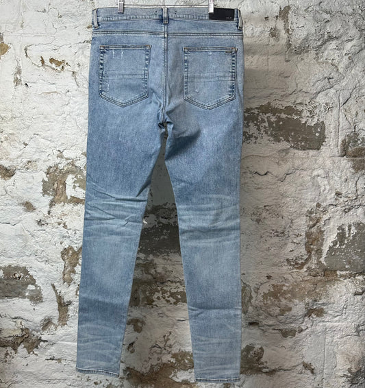 Amiri MX1 Crystal Patch Blue Denim Jeans Sz 36