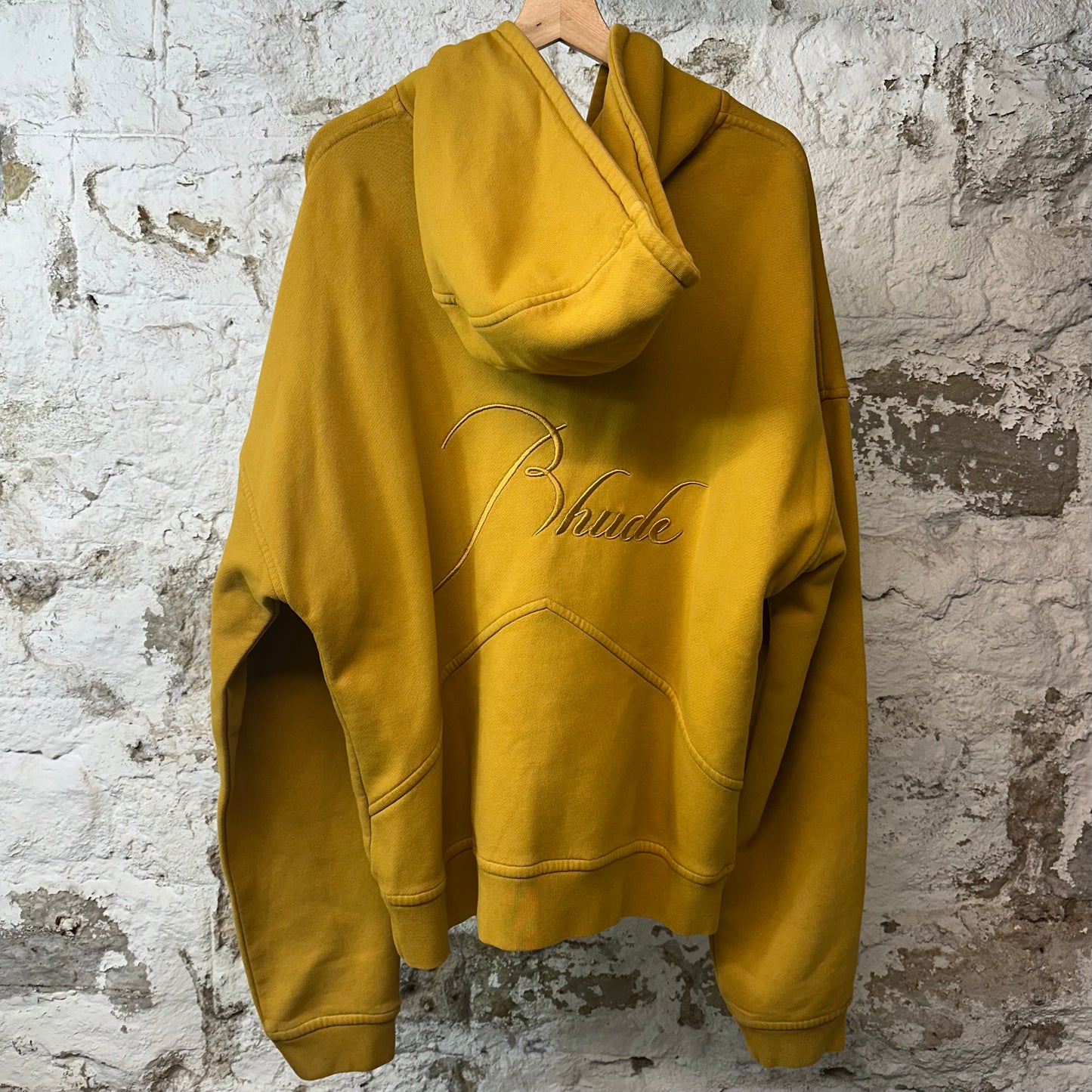 Rhude Script Zip Up Hoodie Yellow Sz L
