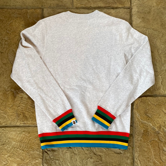 Bape College Rainbow Rib Crewneck Gray Sz M DS