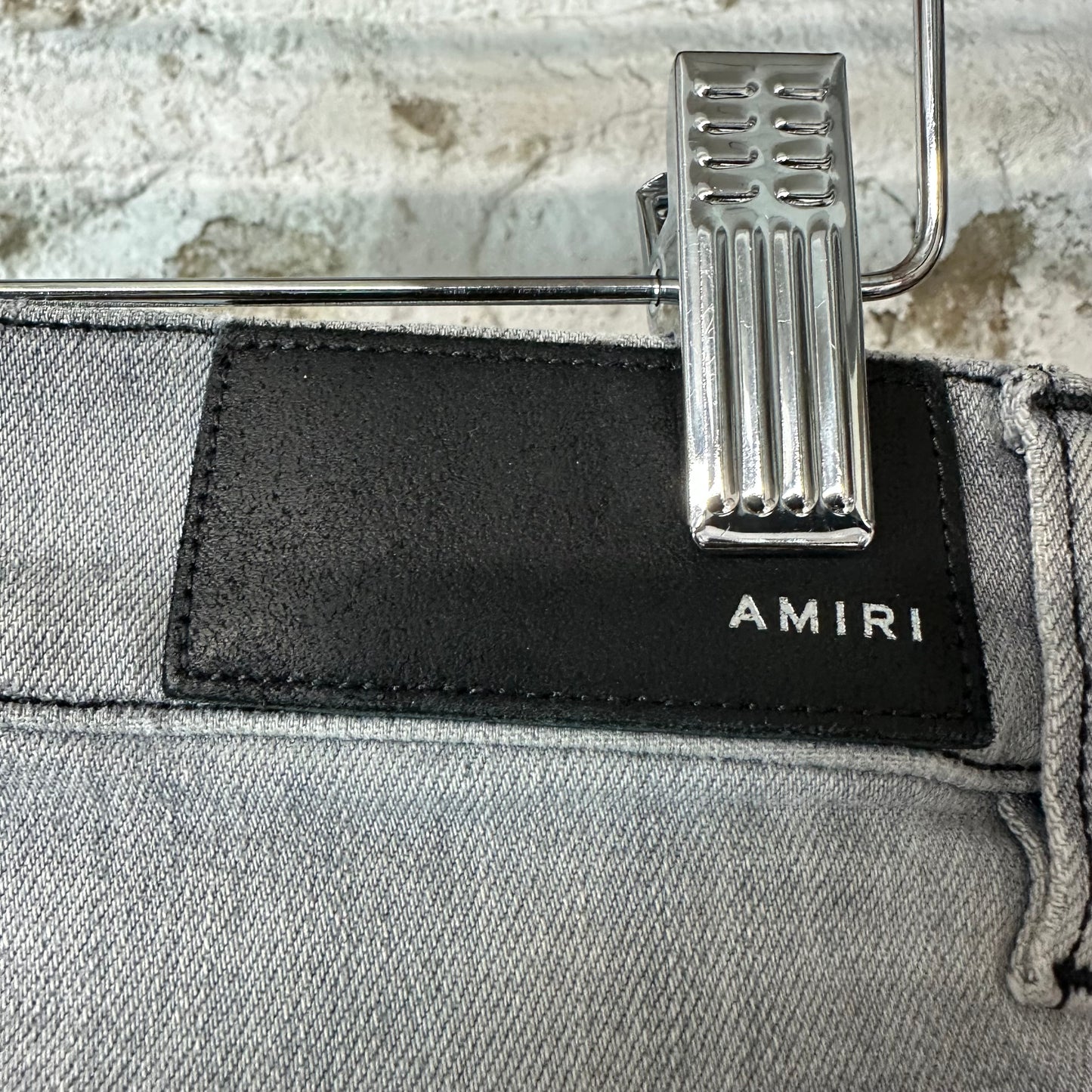 Amiri MX1 Pink Suede Grey Denim Jeans Sz 28
