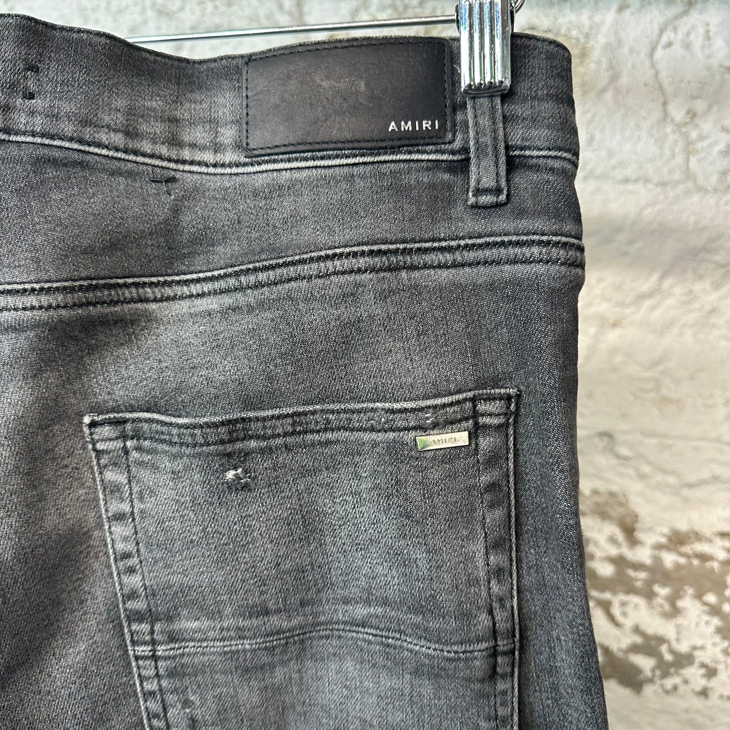 Amiri MX2 Black Patch Grey Denim Jeans Sz 36