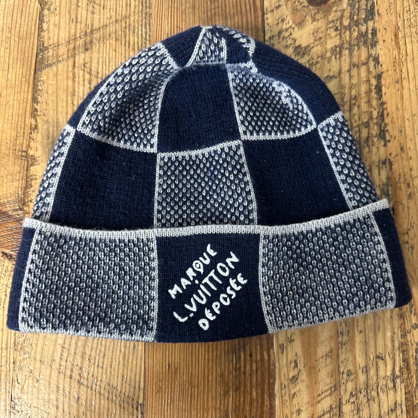 Louis Vuitton Navy Damier Heritage Beanie W/ Box