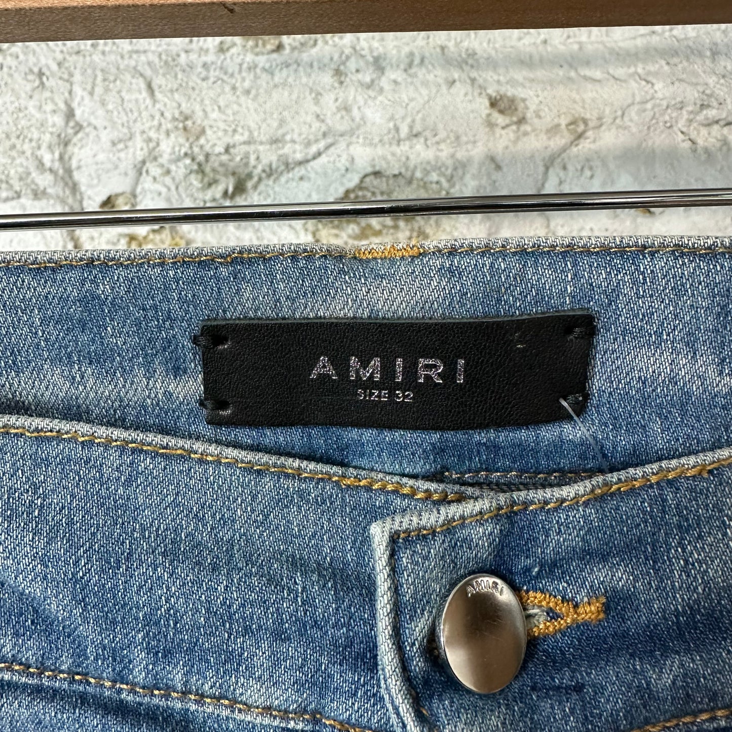 Amiri White Flower Print Blue Denim Jeans Sz 32