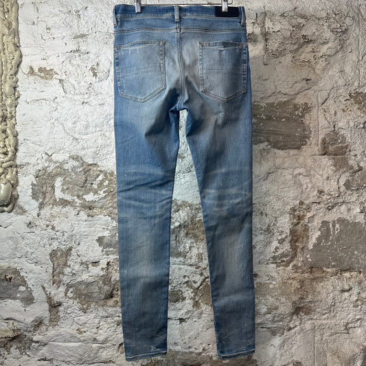 Amiri MX1 Grey Orange Plaid Blue Denim Jeans Sz 34