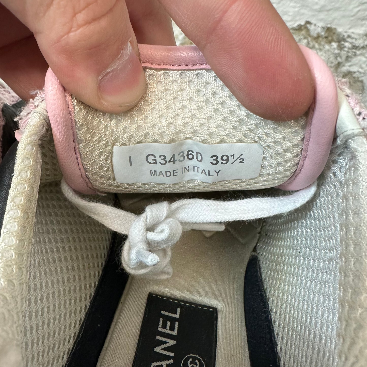 Chanel Pink Gray Tweed CC Trainer Sz 6.5 (39.5)