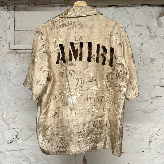 Amiri Cement Back Spellout Button Up Sz S