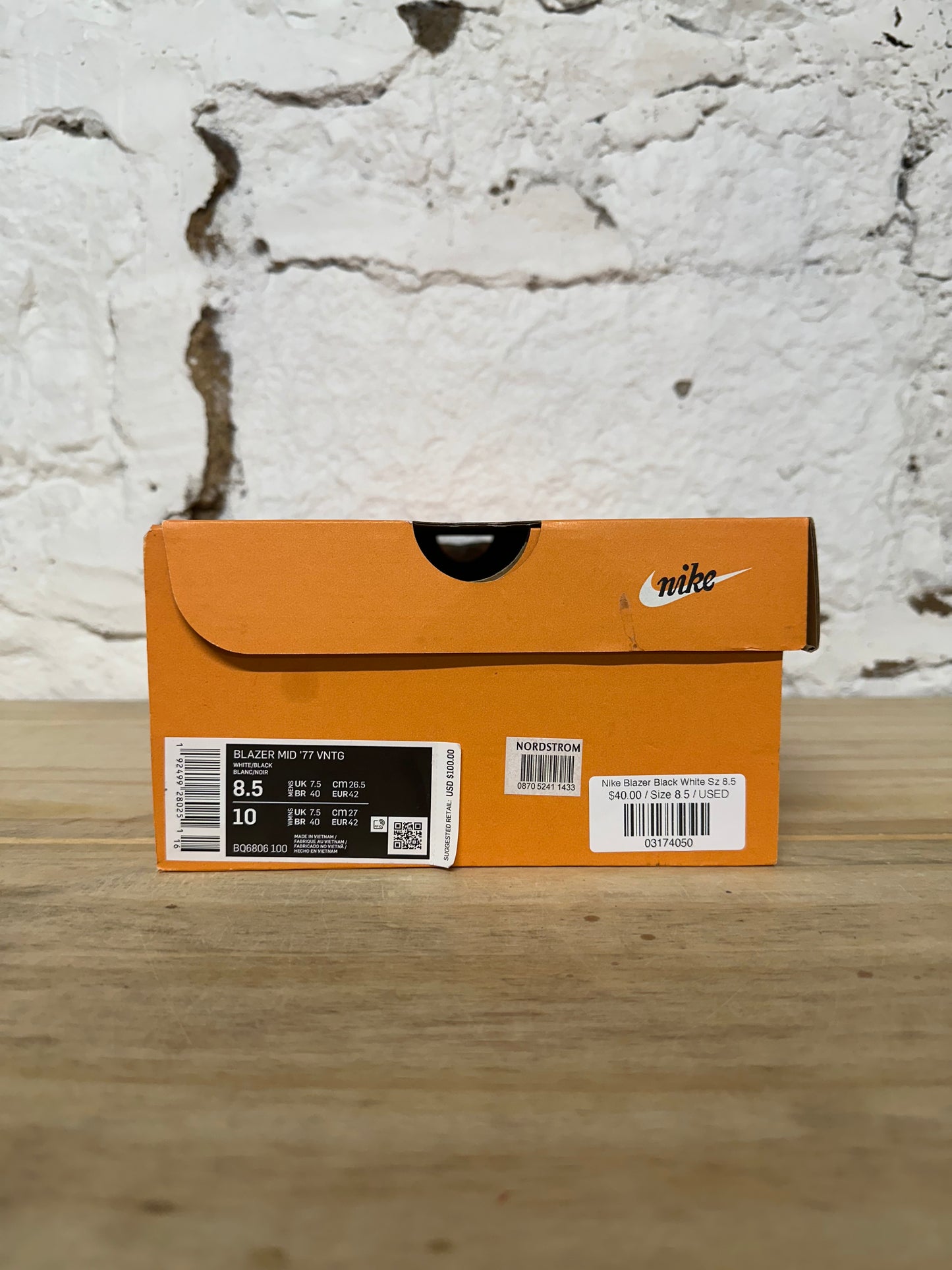 Nike Blazer Black White Sz 8.5