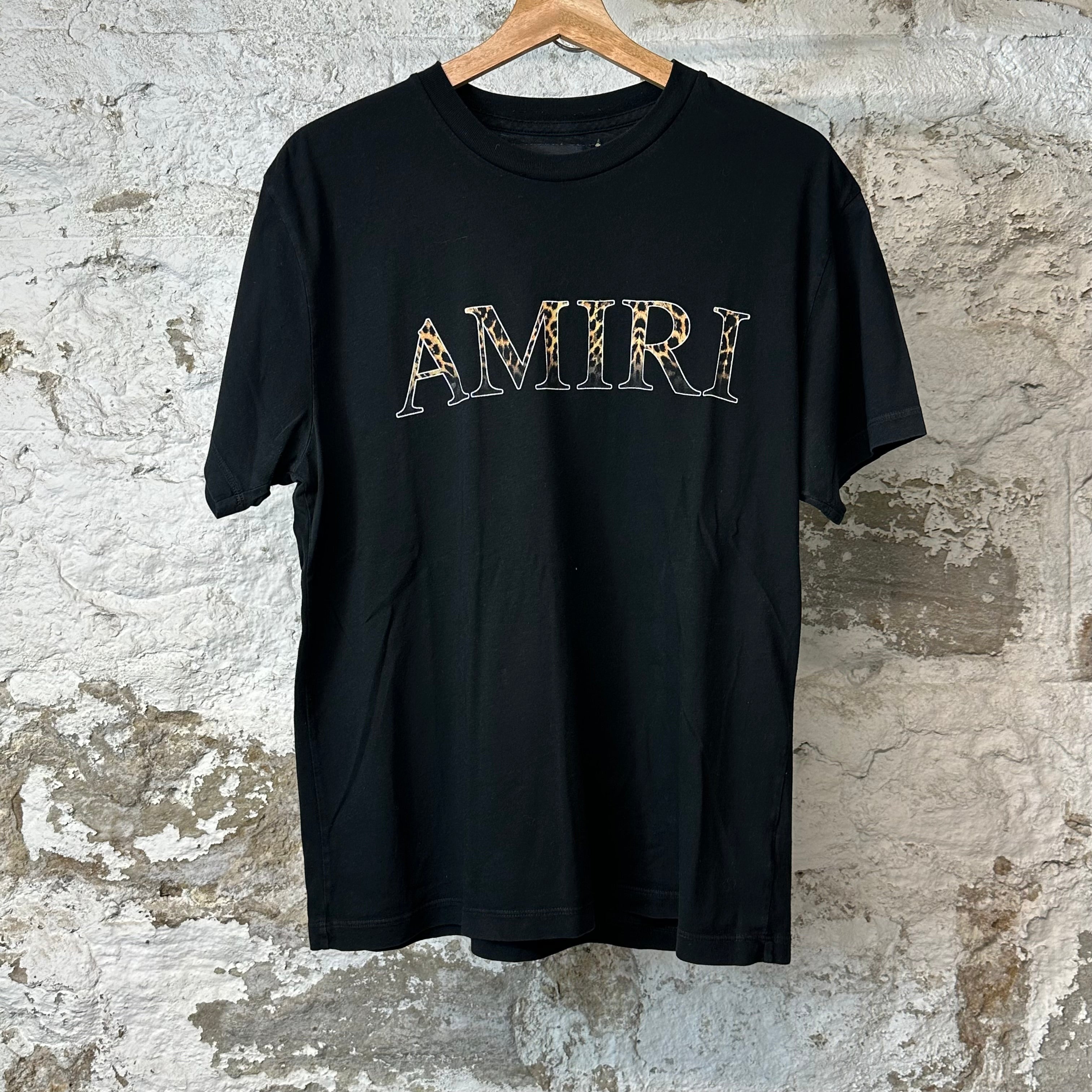Amiri Cheetah Print Spell T-Shirt Black Sz XS