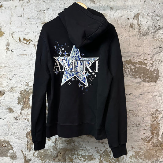Amiri Blue Paisley Star Hoodie Black Sz M