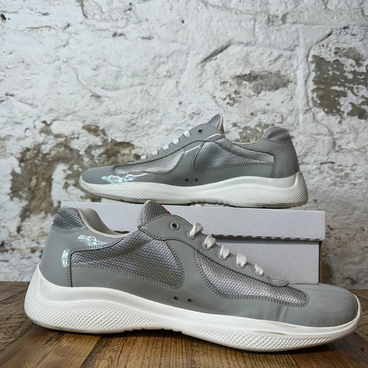 Prada Americas Cup Grey Patent White Sneaker Sz 13
