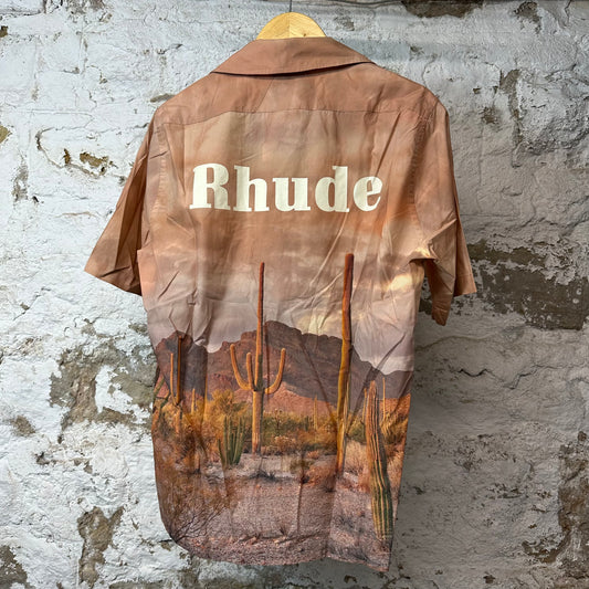 Rhude Desert Graphic Button Up Shirt Sz S