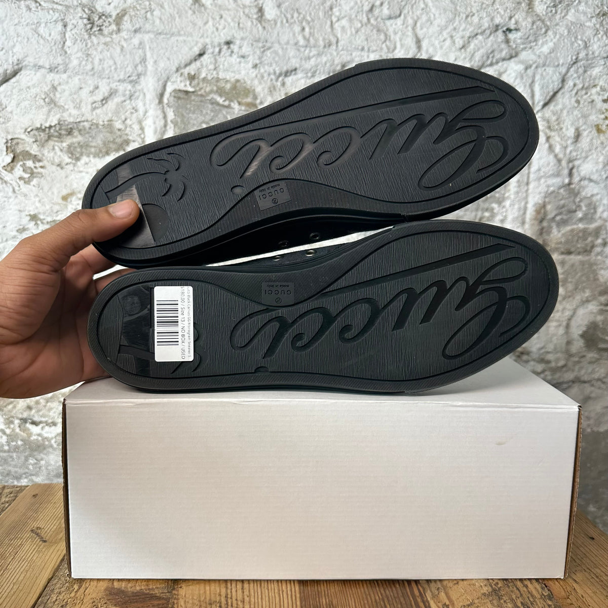 Gucci Black Canvas GG Monogram Sneaker Sz 13
