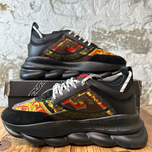 Versace Chain Reaction Barocco Print Black Sneaker Sz 10 (43)