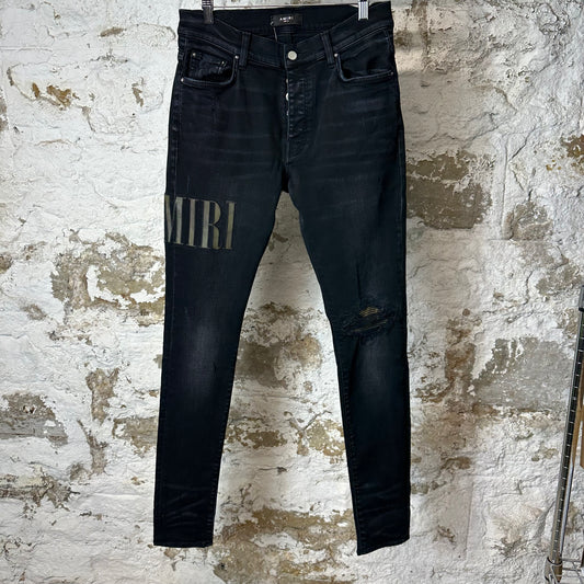 Amiri MX1 Camo Spell Black Denim Jeans Sz 32