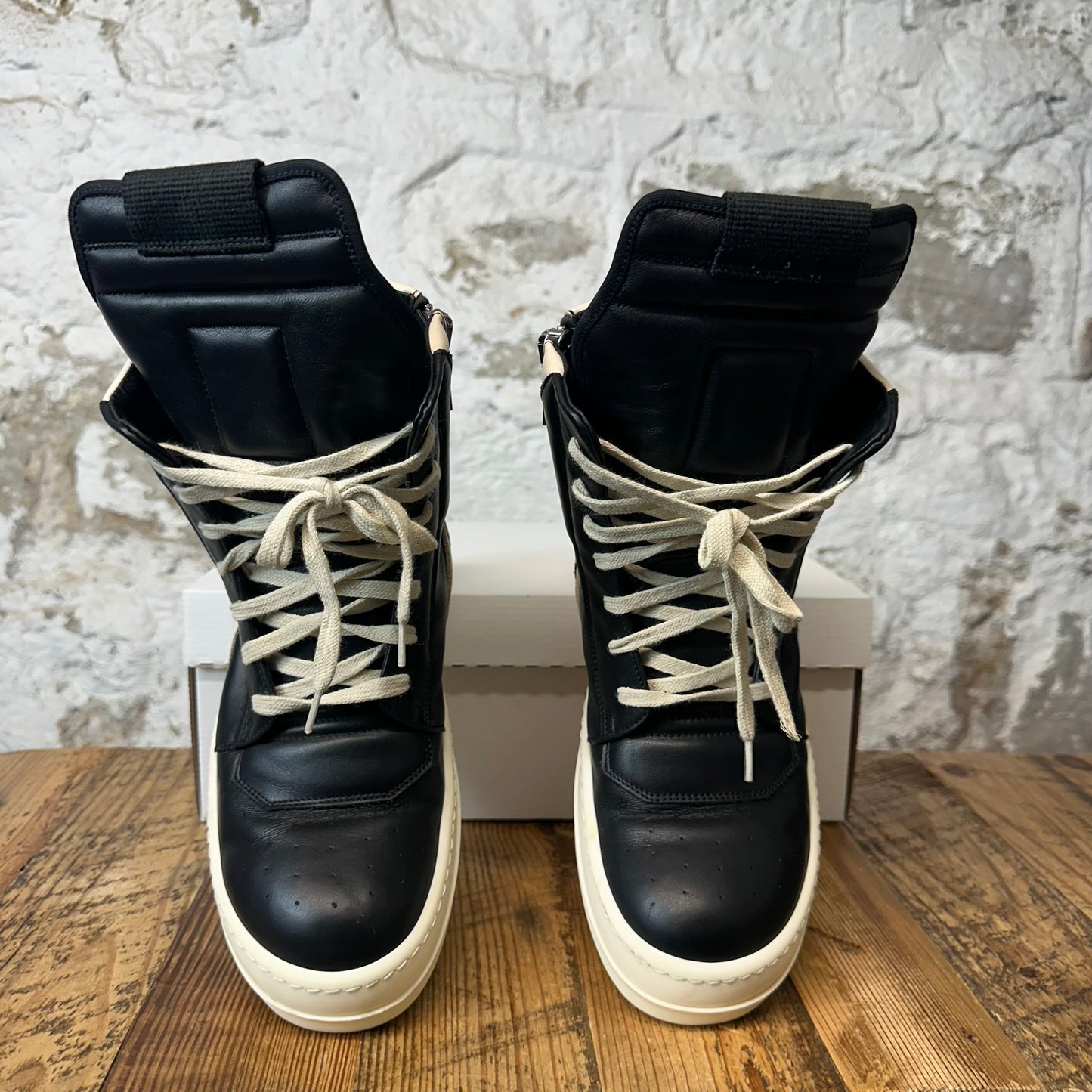 Rick Owens High Geobasket Black Milk Sneaker Sz 7 (40)