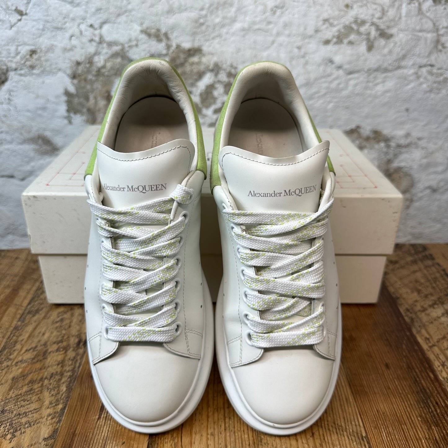 Alexander Mcqueen Green Suede Tab White Sneaker Sz 7.5 (40.5)