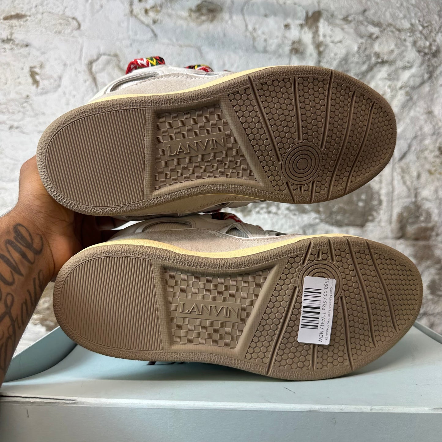 Lanvin Curb Multicolor Lace Grey Sneaker Sz 11 (44) DS