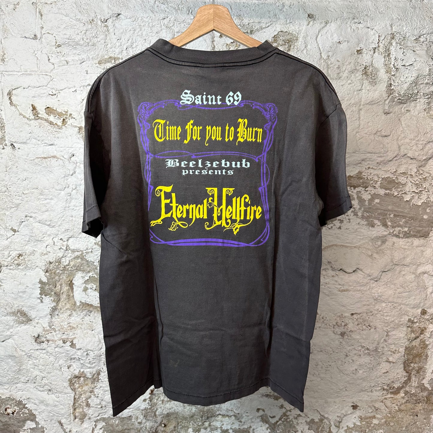 Saint Michael Devil Hand T-shirt Black Sz L DS