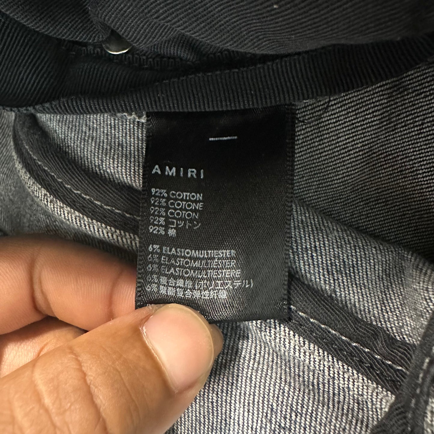 Amiri MX1 Black Paisley Thrasher Grey Denim Jeans Sz 34