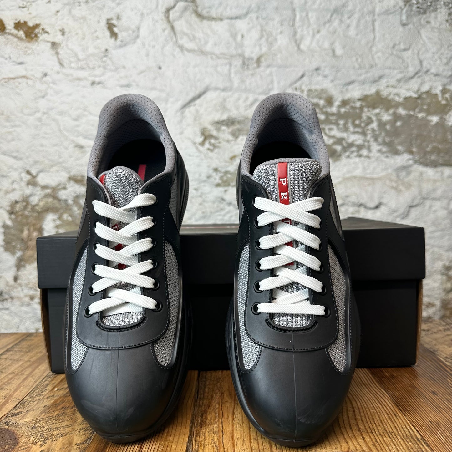 Prada Americas Cup Black Rubber Sneaker Sz 8 (41)