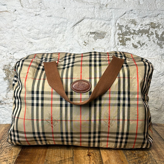 Burberry Plaid Packable Duffle Bag
